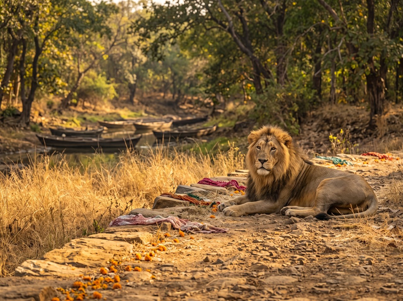 Asiatic lion at Gir Forest, Gujarat